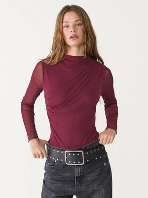 Stradivarius Marszczone body z tiulu  Wiśniowy