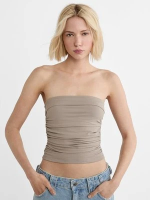 Stradivarius Top bandeau z marszczeniami  Szary