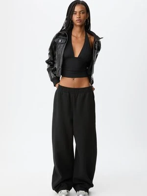 Stradivarius Marszczony top z dekoltem halter  Czarny