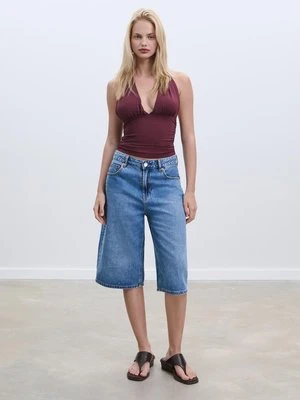 Stradivarius Marszczony top z dekoltem halter  Fioletowy