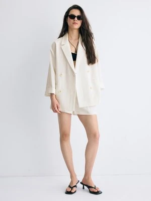 Stradivarius Marynarka dwurzędowa  Ecru