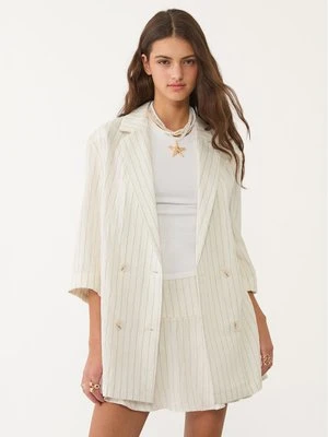 Zdjęcie produktu Stradivarius Marynarka kimono z mieszanki lnu w paski  Biały