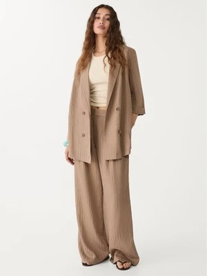 Stradivarius Marynarka kimono z mieszanki lnu w paski  Brązowy