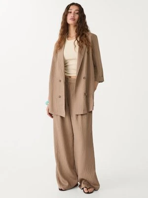 Stradivarius Marynarka kimono z mieszanki lnu w paski  Brązowy