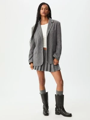 Stradivarius Oversize'owa marynarka w jodełkę  Szary