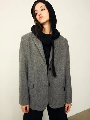 Stradivarius Marynarka oversize w jodełkę  Szary