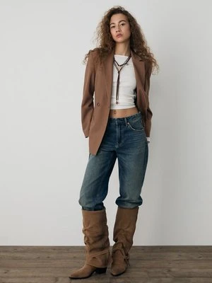 Stradivarius Marynarka slim fit dwurzędowa  Jasny wielbłądzi