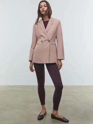 Stradivarius Marynarka slim fit dwurzędowa  Pudrowy róż