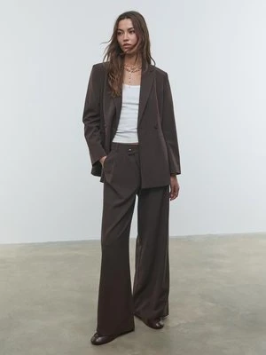 Stradivarius Marynarka slim fit dwurzędowa w paski  Brązowy