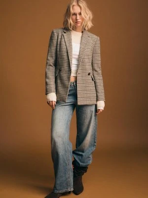 Stradivarius Marynarka w kratę o regularnym kroju  Brązowy