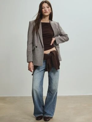 Stradivarius Marynarka w kratę o regularnym kroju  Perłowo-szary