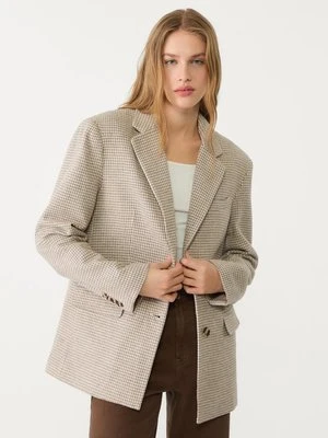Stradivarius Marynarka w pepitkę  Ecru