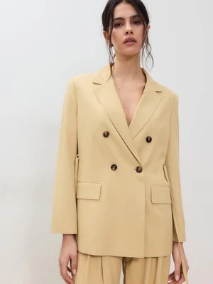 Stradivarius Marynarka z paskiem  Żółty pastelowy