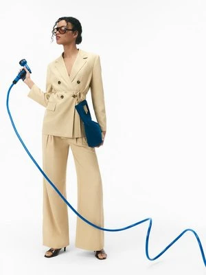 Stradivarius Marynarka z paskiem  Żółty pastelowy