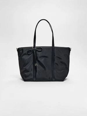 Stradivarius Materiałowa torba shopper z kokardą  Czarny