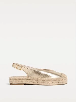 Stradivarius Metaliczne espadryle bez pięty  ZŁOTY