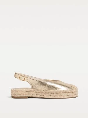 Stradivarius Metaliczne espadryle bez pięty  ZŁOTY