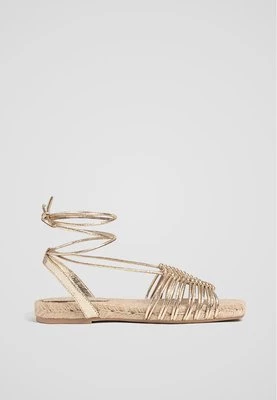 Stradivarius Metaliczne espadryle z paskami  ZŁOTY