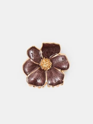 Stradivarius Metalowa spinka do włosów z kwiatami  Brązowy