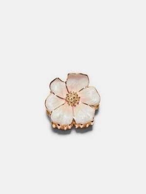 Stradivarius Metalowa spinka do włosów z kwiatami  Jasnoróżowy