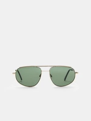 Stradivarius Metalowe okulary przeciwsłoneczne  Khaki