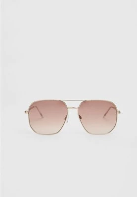 Stradivarius Metalowe okulary w stylu aviator  Brązowy