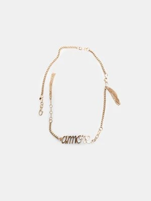 Stradivarius Metalowy pasek amore  Złoty