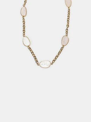 Stradivarius Metalowy pasek z kolorowymi kamieniami i łańcuszkiem  Ecru