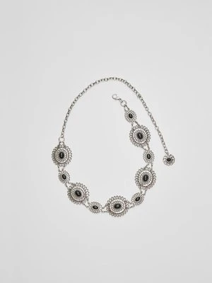 Stradivarius Metalowy pasek z kontrastem  Szary