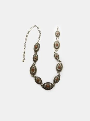 Stradivarius Metalowy pasek z łączonych elementów  Złoty