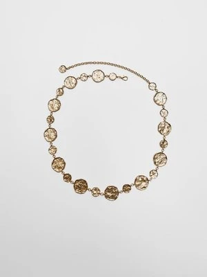 Stradivarius Metalowy pasek z okrągłymi płytkami  Złoty