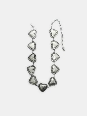 Stradivarius Metalowy pasek z serduszkami  Szary