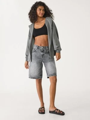 Stradivarius Miękka bluza oversize z kapturem i suwakiem  Ciemnoszary