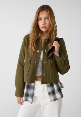 Stradivarius Miękka krótka kurtka  Khaki