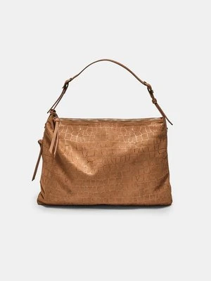 Stradivarius Miękka torba na ramię z zamkami  Brązowy