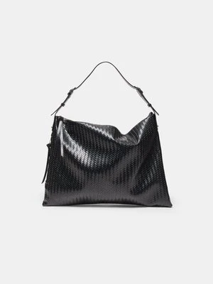 Stradivarius Miękka torba na ramię z zamkami  Czarny