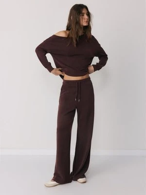 Stradivarius Miękkie spodnie jogger palazzo  Brązowy