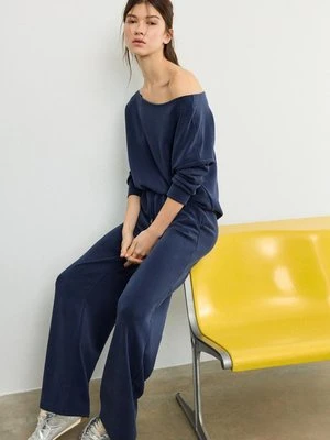 Stradivarius Miękkie spodnie jogger palazzo  Ciemnomorski