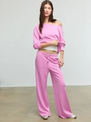 Stradivarius Miękkie spodnie jogger palazzo  Cukierkowy róż