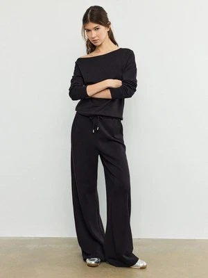 Stradivarius Miękkie spodnie jogger palazzo  Czarny