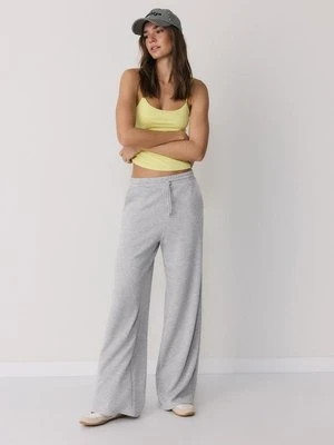 Stradivarius Miękkie spodnie jogger palazzo  Popielaty