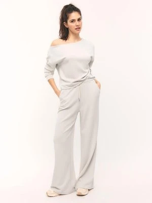 Stradivarius Miękkie spodnie jogger palazzo  Szary