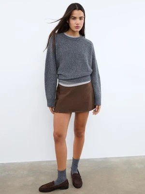 Stradivarius Mini spódnico-spodnie z rozcięciami  Brązowy