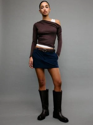 Stradivarius Mini spódnicospodnie z paskiem  Ciemnomorski