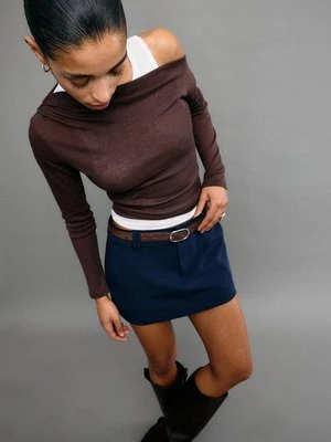 Stradivarius Mini spódnicospodnie z paskiem  Ciemnomorski