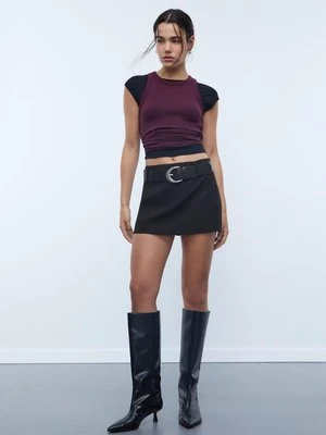 Stradivarius Mini spódnicospodnie z paskiem  Czarny