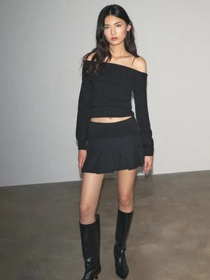 Stradivarius Mini spódnicospodnie z plisami  Czarny