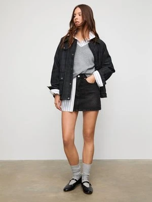 Stradivarius Mini spódniczka jeansowa  CZARNY DENIM