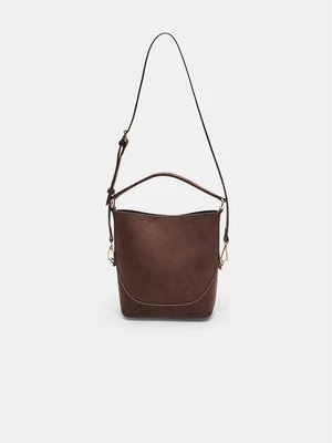 Stradivarius Mini torebka kubełkowa z uchwytem  Brązowy