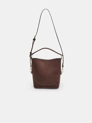 Stradivarius Mini torebka kubełkowa z uchwytem  Brązowy